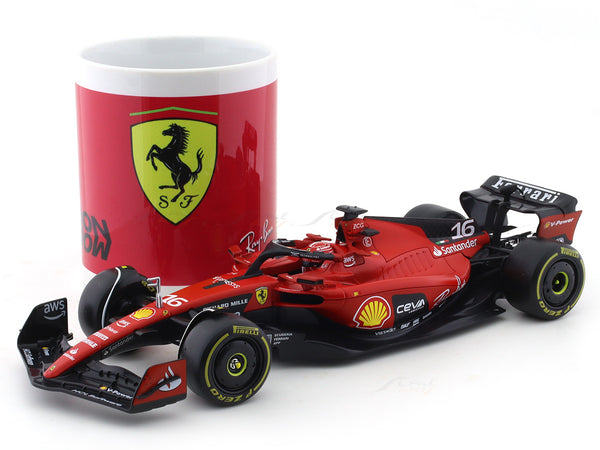 Coffee Mug A & 2024 Ferrari SF23 #16 Charles Leclerc 1:24 Bburago licensed Formula 1 Scale Model collectible