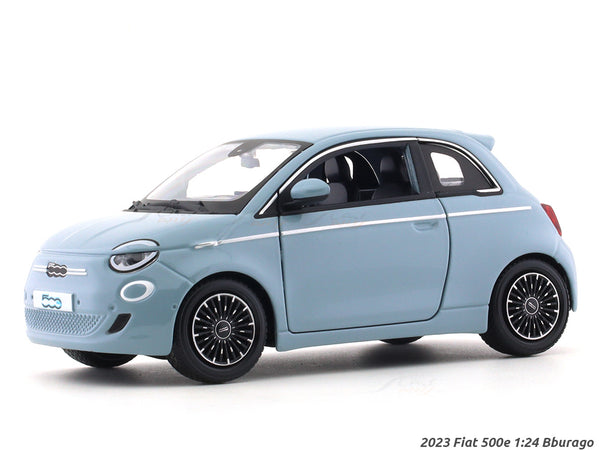 2023 Fiat 500e blue 1:24 Bburago licensed diecast Scale Model car