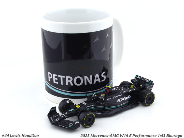 2023 Mercedes-AMG W14 E Performance L Hamilton 1:43 Bburago & Coffee mug set scale model car