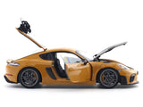 2023 Porsche Cayman GT4 RS Weissach Bahama Yellow 1:18 Norev Licensed Diecast Scale Model Car