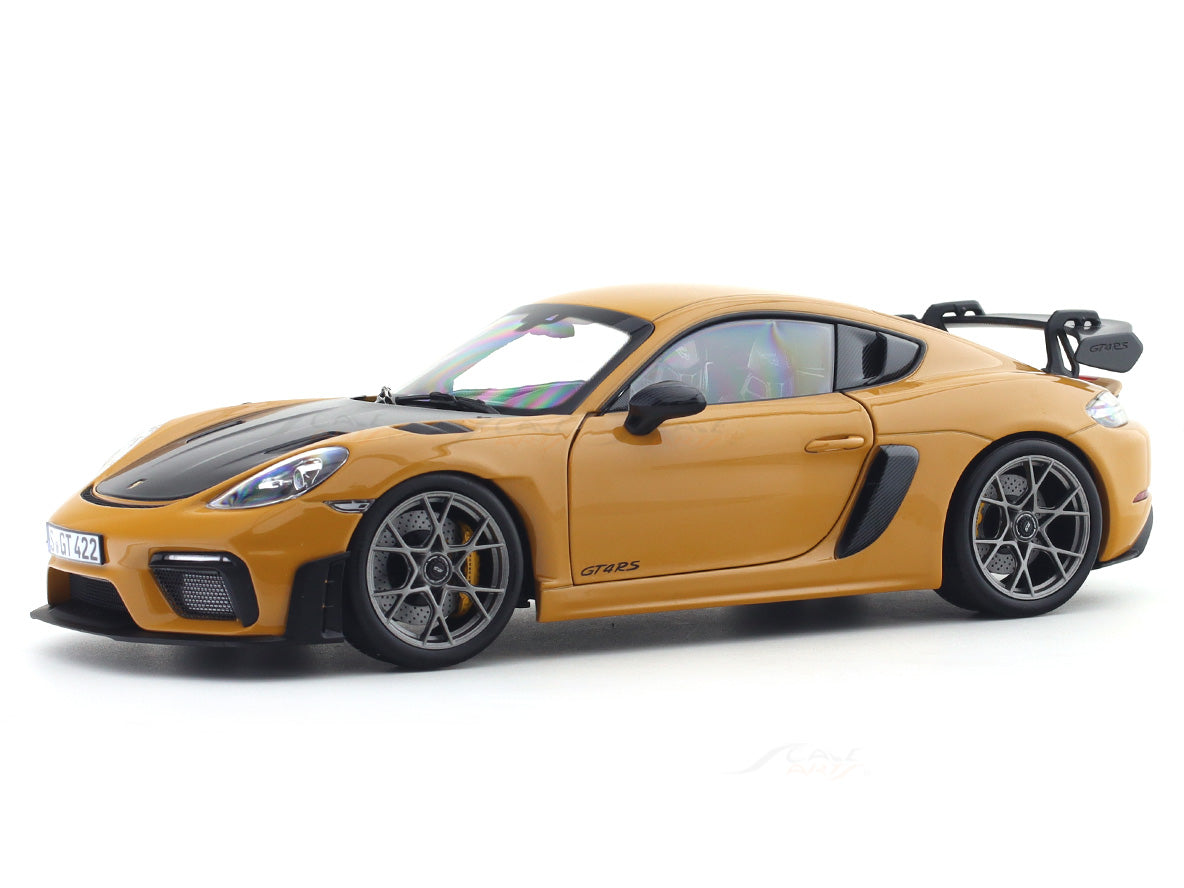 2023 Porsche Cayman GT4 RS Weissach Bahama Yellow 1:18 Norev Licensed