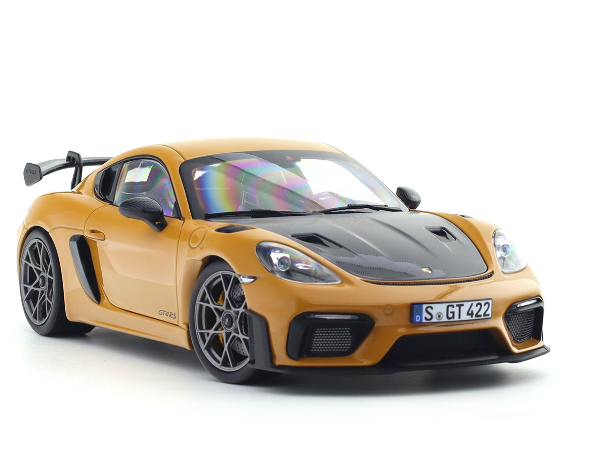 2023 Porsche Cayman GT4 RS Weissach Bahama Yellow 1:18 Norev
