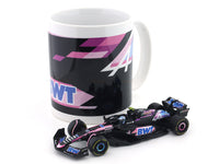 Coffee mug & 2024 Alpine A524 No. 10 Pierre Gasly 1:43 Bburago Formula 1 diecast scale model car