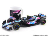 Coffee Mug & 2024 Alpine A524 Miami GP P Gasly 1:18 Solido licensed diecast scale model car