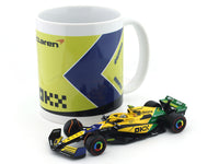 Coffee mug & 2024 McLaren MCL38 No.4 Lando Norris Senna Tribute 1:43 Bburago Formula 1 diecast scale model car