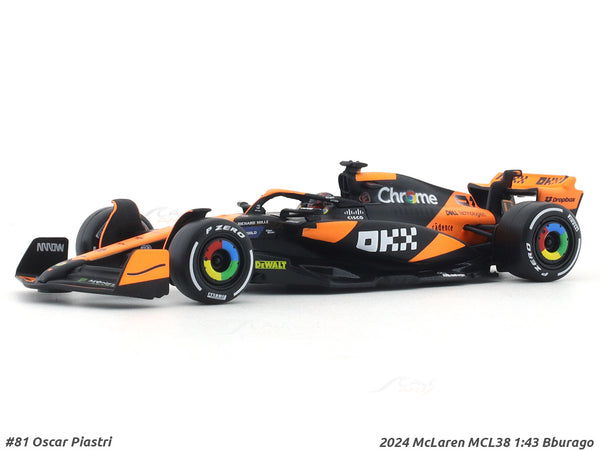 2024 McLaren MCL38 No. 81 Oscar Piastri 1:43 Bburago Formula 1 diecast scale model car