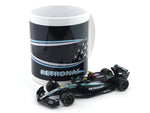 Coffee mug & 2024 Mercedes-AMG W15 No. 44 1:43 Bburago Formula 1 diecast scale model car