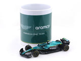 Coffee Mug & 2025 Aston-Martin AMR25 F Alonso Australia GP 1:43 Bburago licensed Formula 1 diecast scale