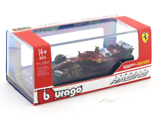 2025 Ferrari SF25 No 44 1:64 Bburago Licensed Diecast Formula 1 Scale Model Car Collectible