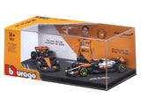 Pre Order : 2025 McLaren MCL39 Twin Pack Lando N 1:64 Bburago Licensed F1 Diecast model