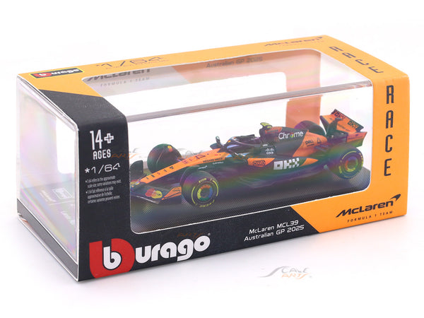 2025 McLaren MCL39 No 4 1:64 Bburago Licensed Diecast Formula 1 Scale Model Car Collectible