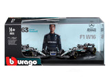 Pre Order : 2025 Mercedes W16 Twin Pack George R 1:64 Bburago Licensed F1 Diecast model