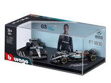 Pre Order : 2025 Mercedes W16 Twin Pack George R 1:64 Bburago Licensed F1 Diecast model