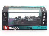 2025 Mercedes-Benz W16 No 63 1:64 Bburago Licensed Diecast Formula 1 Scale Model Car Collectible