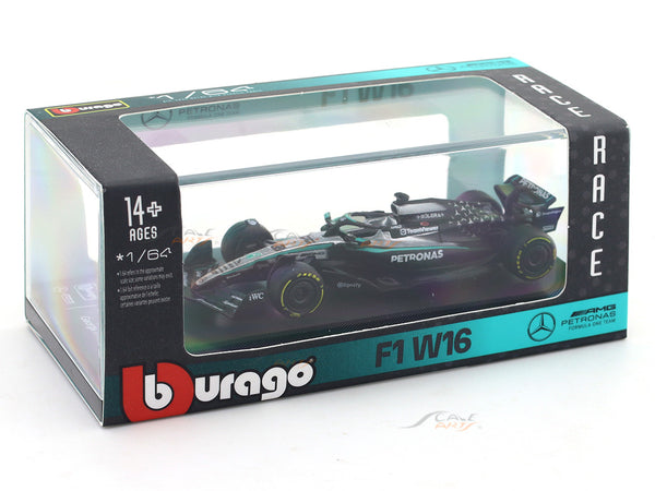 2025 Mercedes-Benz W16 No 63 1:64 Bburago Licensed Diecast Formula 1 Scale Model Car Collectible