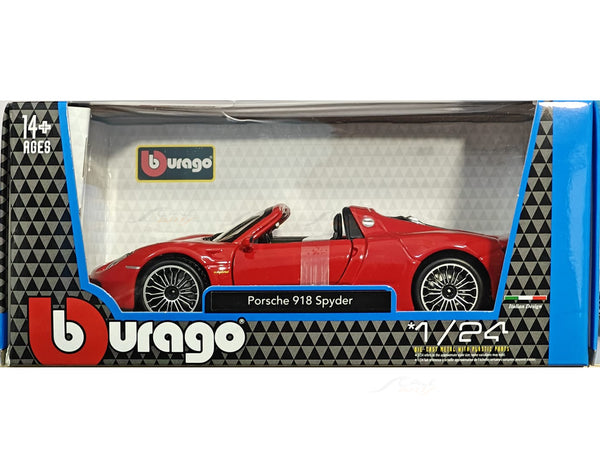 Porsche 918 Spyder red 1:24 Bburago licensed diecast Scale Model car