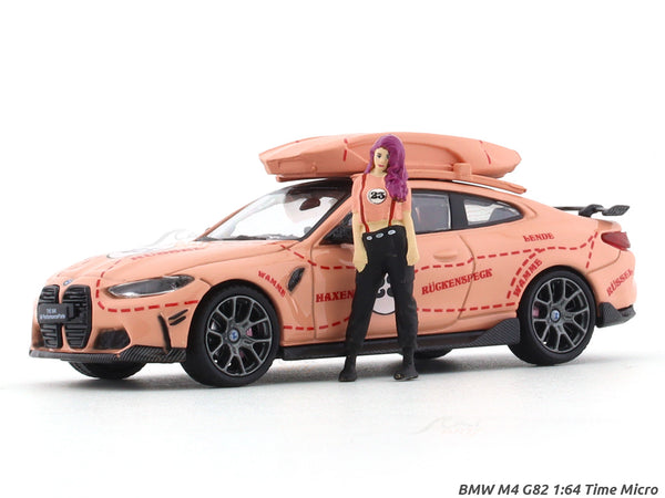 BMW M4 G82 pink pig with figure 1:64 Time Micro diecast scale model car miniature