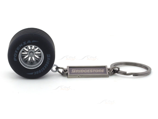 Bridgestone Race Car tire with Rim keyring / keychain
