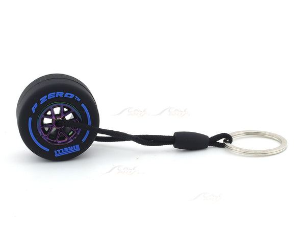 Formula One F1 Tire P-Zero Pirelli with rim blue keyring / keychain
