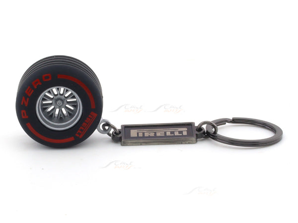Pirelli Race Car tire with Rim keyring / keychain