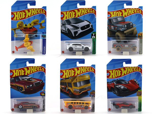 Jeep, Thunderbird, Celero, Jaguar, High & Bomber 1:64 Hotwheels model car set of 6