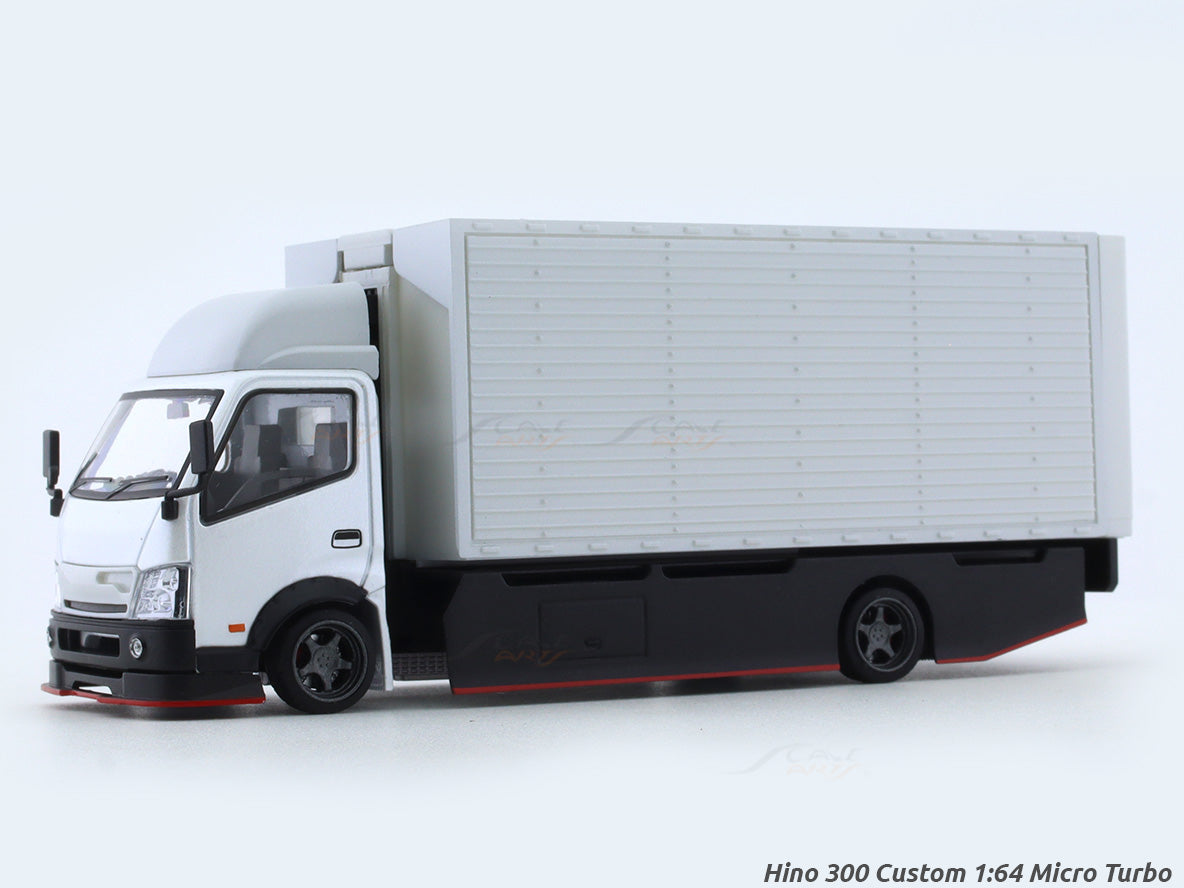 Hino 300 Custom white 1:64 Micro Turbo diecast scale model tuck