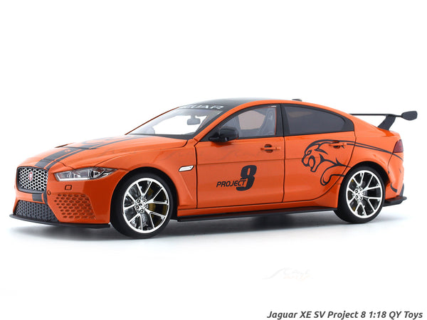 Jaguar XE SV Project 8 orange 1:18 QY Toys diecast scale model car