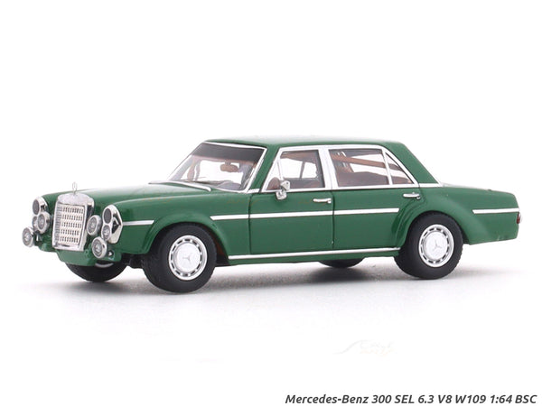 Mercedes-Benz 300 SEL 6.3 V8 W109 green 1:64 BSC diecast scale model car