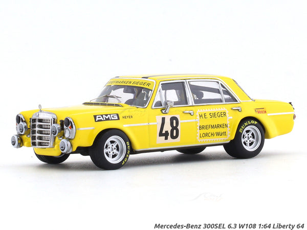 Mercedes-Benz 300SEL 6.3 W108 yellow 1:64 Liberty 64 diecast scale model car