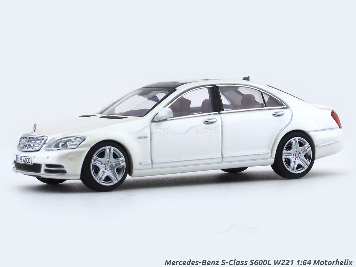 Mercedes-Benz S-Class S600L W221 white 1:64 Motorhelix diecast scale ...