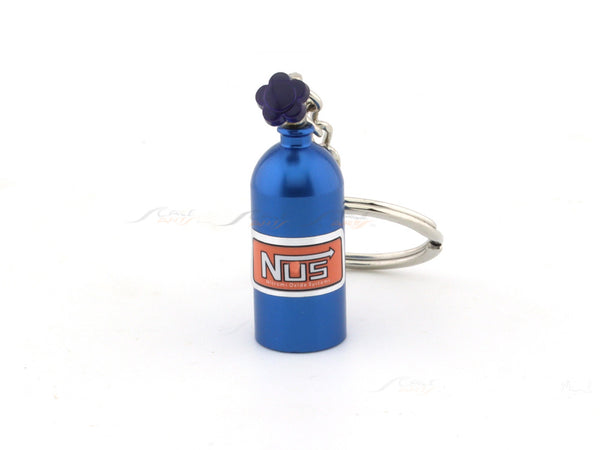 NOS cylinder Blue metal keyring keychain