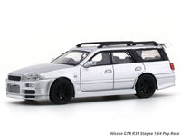 Nissan GTR R34 Stegea silver 1:64 Pop Race diecast scale model car