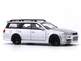 Nissan GTR R34 Stegea silver 1:64 Pop Race diecast scale model car