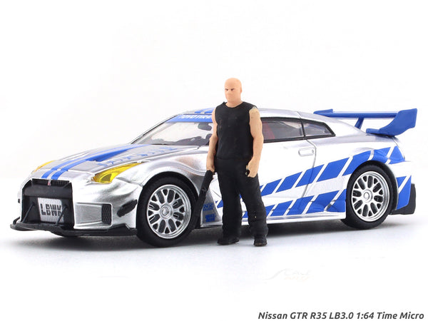 Nissan GTR R35 LB3.0 with Figure 1:64 Time Micro diecast scale model car