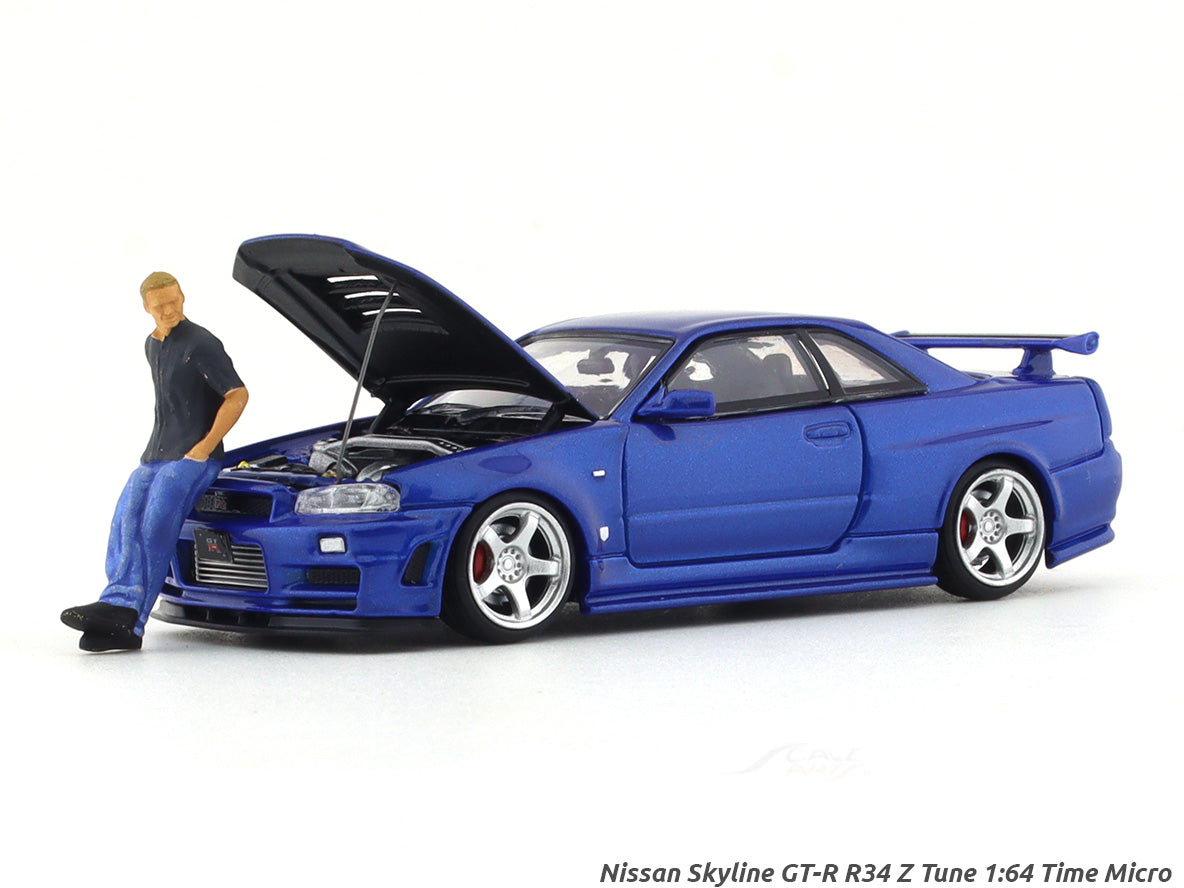 Nissan Skyline GT-R R34 Z Tune blue 1:64 Time Micro diecast scale