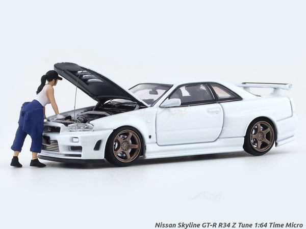 Nissan Skyline GT-R R34 Z Tune white 1:64 Time Micro diecast scale model miniature car