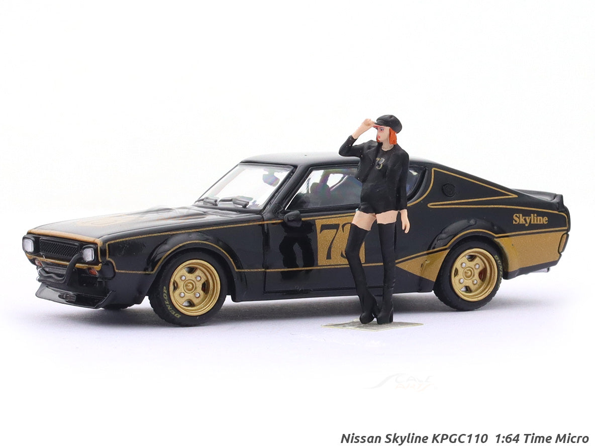 Nissan Skyline KPGC110 JPS black 1:64 Time Micro diecast scale
