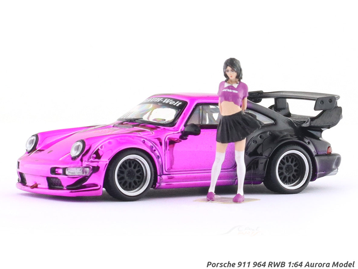 Porsche 911 964 RWB with figure 1:64 Aurora Model diecast scale