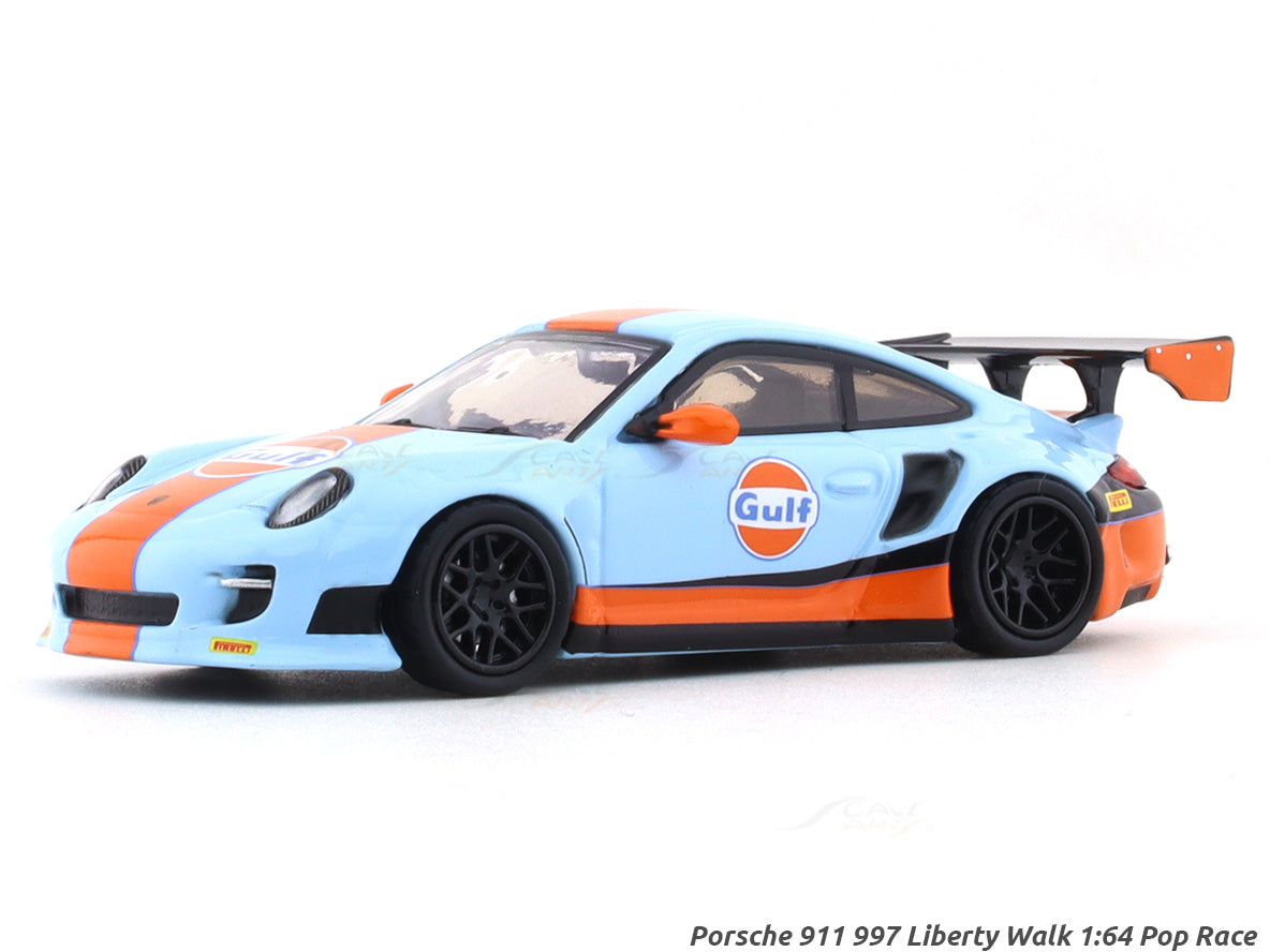 Porsche 911 997 Liberty Walk Gulf 1:64 Pop Race diecast scale