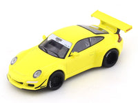 Porsche 911 997 RWB yellow 1:64 Pop Race diecast scale model car miniature