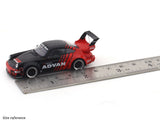 Porsche 964 RWB Advan with figure 1:64 Mini Station diecast scale model car