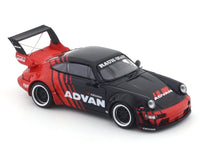 Porsche 964 RWB Advan with figure 1:64 Mini Station diecast scale model car