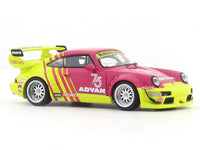 Porsche 964 RWB Advan 75 with figure 1:64 Mini Station diecast scale model car