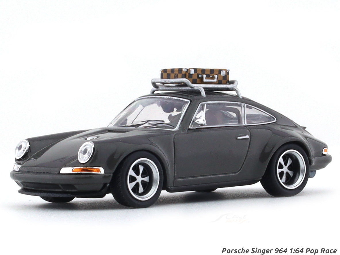 いっちゃん Porsche Singer 964 with Luggage Grey 1:64 Pop Race diecast scale