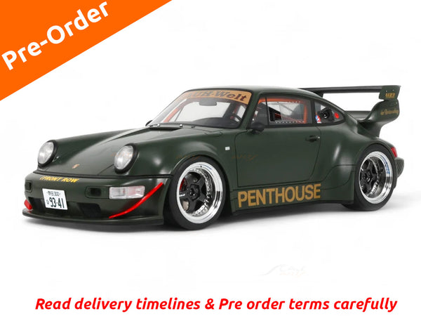 Pre Order : Porsche 911 964 RWB Penthouse Kaki Green 1:18 GT Spirit resin scale model car collectible