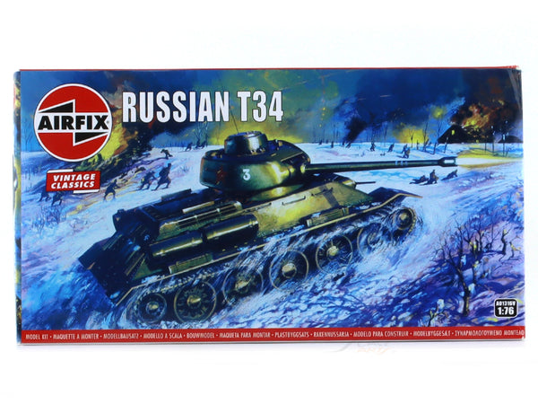 T34 Russian Tank 1:76 Airfix plastic model kit military tank