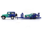 Toyota FJ40 & Nissan Skyline R34 with trailer 1:64 Time Micro diecast scale model collectible