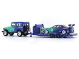 Toyota FJ40 & Nissan Skyline R34 with trailer 1:64 Time Micro diecast scale model collectible