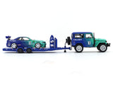 Toyota FJ40 & Nissan Skyline R34 with trailer 1:64 Time Micro diecast scale model collectible