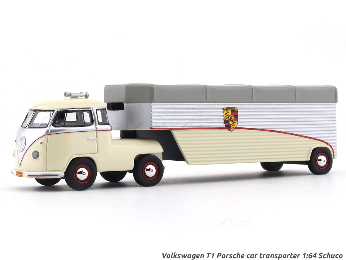 Volkswagen T1 Porsche car transporter beige 1:64 Schuco ProR